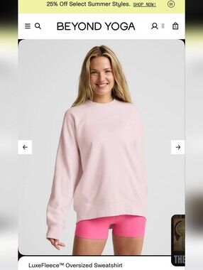Beyond Yoga Light Pink LuxeFleece Oversized Crew Sweatshirt Size Xs Pink Petal